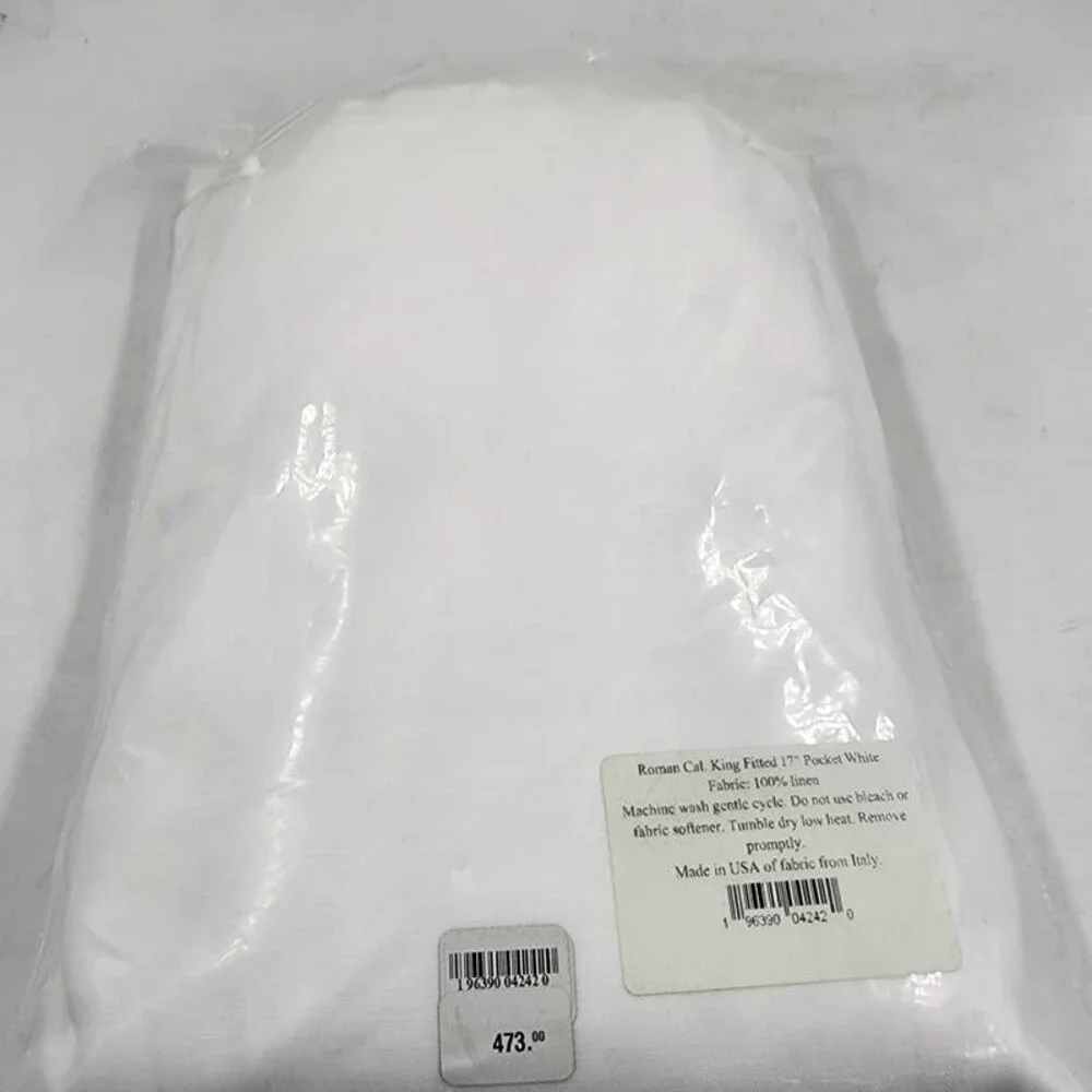 Matouk Linen Roman Fitted Sheet Unisex California King White